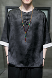 2024春夏风男装冰丝唐装汉服短袖T恤大码宽松C229/T195/P55，男装T恤，电商C229