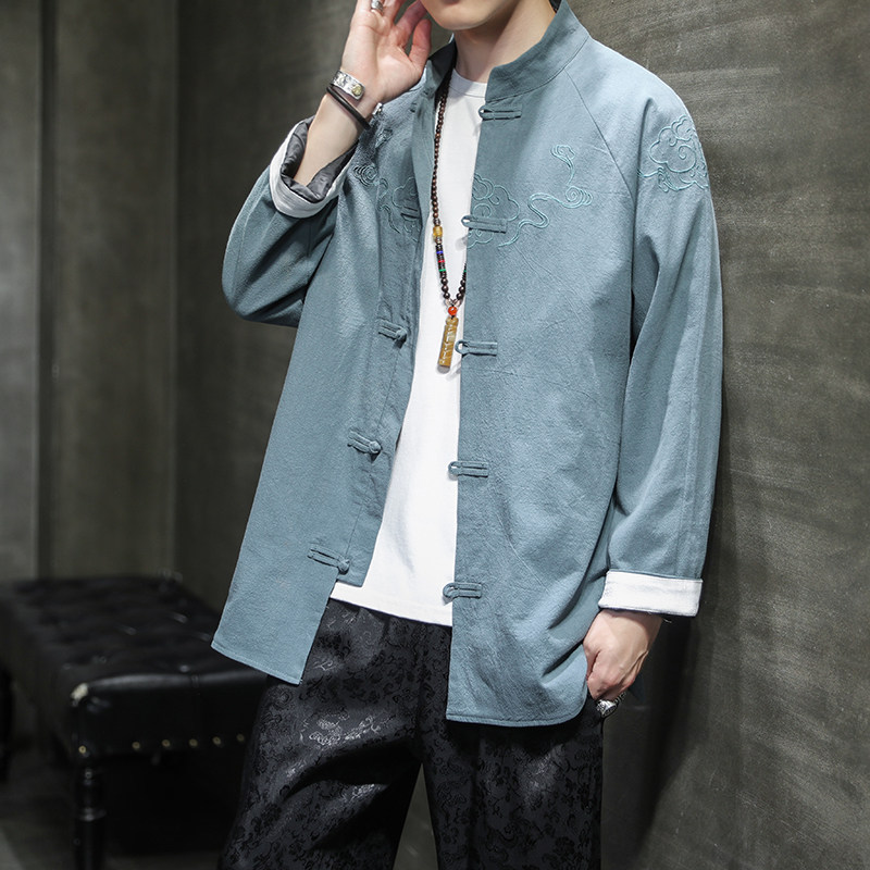 2023秋冬风男装刺绣复古盘扣唐装汉服夹克外套C229/Y36/P80,男装夹克,电商C229