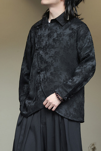 2024春夏风男装复古中式提花唐装汉服长袖衬衫C229-Y1012-P80图片