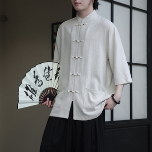 2024夏季风男装复古中式盘扣唐装汉服衬衫衬衣C229-Y1027-P70图片