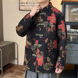 2025秋冬风男装印花中式棉衣棉袄外套大码C229-Y1126-P160，男装棉衣，电商C229