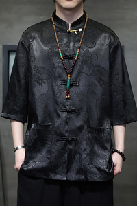 2024春夏盘扣复古中式唐装汉服五分袖短袖衬衫衬衣C229-Y1015-P68图片