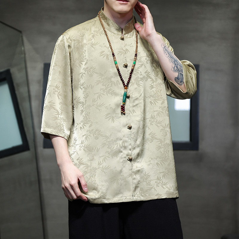 2024春夏新款风男装中式冰丝唐装汉服衬衫衬衣C229-Y903-P65,男装衬衫,电商C229