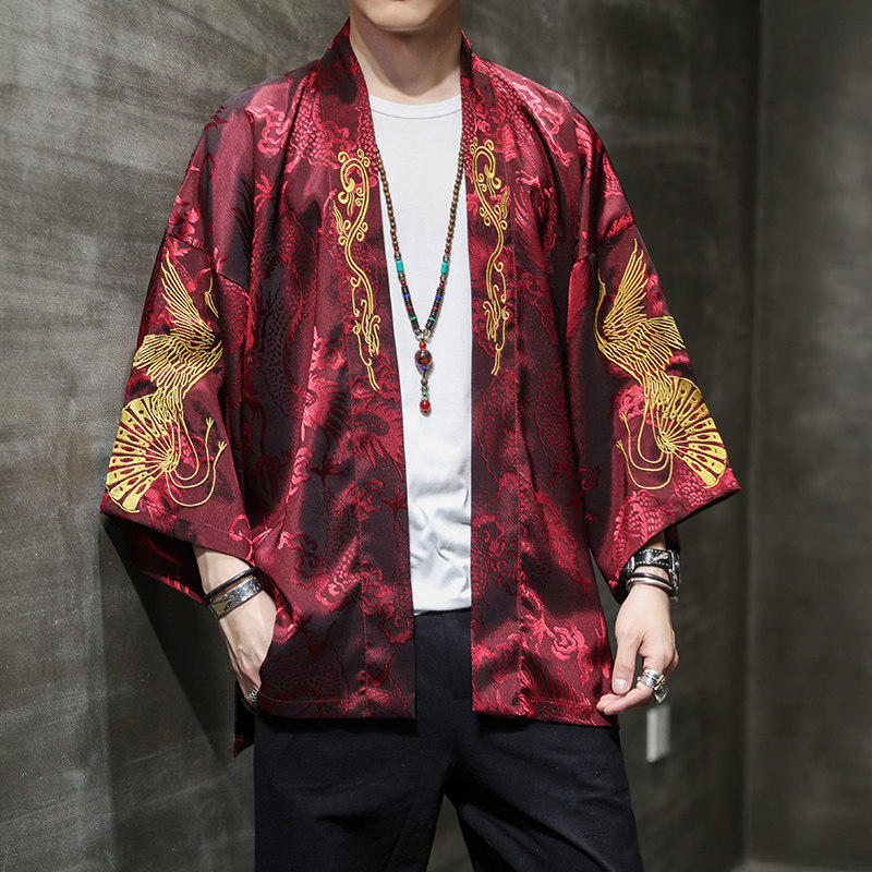 2023春夏风男装冰丝唐装汉服刺绣外套披风大码C229/F405/P60,男装民族服装,电商C229