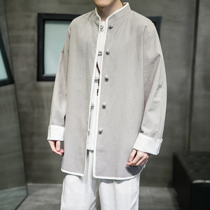 2024秋冬风男装棉麻亚麻唐装汉服夹克外套大码C229/Y658/P80图片