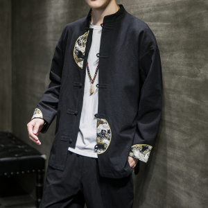 2025秋冬风男装棉麻亚麻唐装汉服夹克外套大码C229/Y60/P80图片