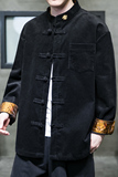 2022风男装灯芯绒复古盘扣长袖衬衫男大码宽松C229/Y713/80，男装衬衫，电商C229