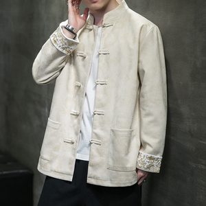 2024风男装鹿皮绒夹克刺绣唐装汉服夹克外套C229/Y718/P105图片