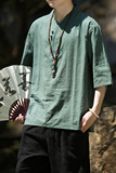 2024夏季风男装棉麻亚麻中式唐装汉服短袖T恤C229/T171/P50，男装T恤，电商C229