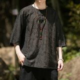 2024夏季风男装复古新中式盘扣唐装汉服短袖T恤C229/T201/P65，男装T恤，电商C229