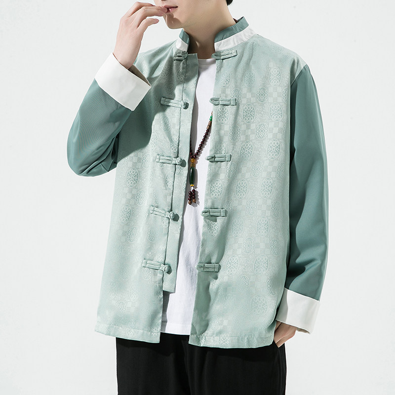 2024春夏风男装拼接撞色盘扣唐装汉服夹克外套C229/Y727/P90图片