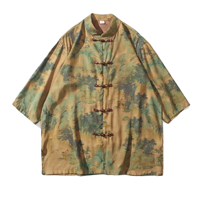 2024夏风男装冰丝唐装汉服短袖五分袖衬衫衬衣C229-Y1005-P68图片