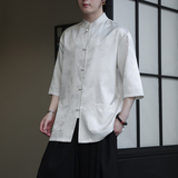 2024夏季风男装冰丝唐装汉服短袖五分袖衬衫C229-Y1029-P70，男装衬衫，电商C229
