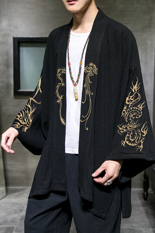 2024秋冬风男装刺绣唐装汉服披风开衫外套大码C229/F501/P65,男装风衣,电商C229