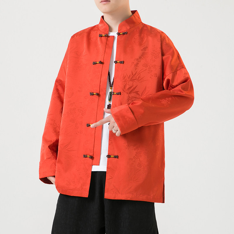 2024秋冬风男装缎面唐装盘扣中式汉服夹克外套C229/Y771/P100,男装夹克,电商C229