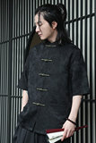 2024夏风男装提花唐装汉服短袖五分袖衬衫衬衣C229-Y996-P70，男装衬衫，电商C229