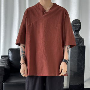 2024春夏风男装中式唐装汉服棉麻亚麻短袖T恤C229/T161/P45图片