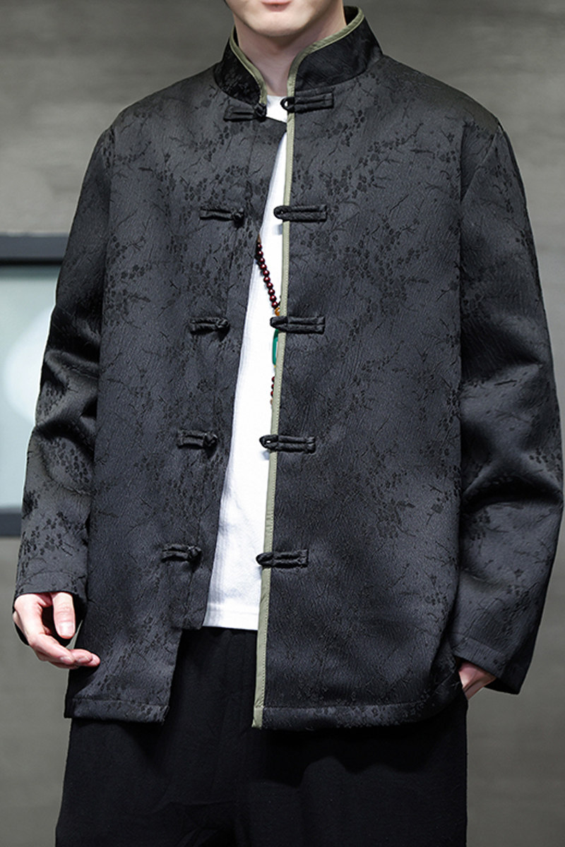 2024春夏风男装提花冰丝盘扣唐装汉服夹克外套C229-Y992-P100,男装夹克,电商C229