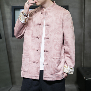 2023风男装鹿皮绒夹克刺绣唐装汉服夹克外套C229/Y718/P105图片