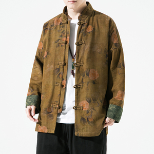 2024春夏风男装棉麻白底唐装汉服夹克外套大码C229/Y722/P90图片