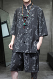 2024春夏风男装冰丝中式唐装汉服套装两件套C229-TZ361-P100，男装休闲套装，电商C229