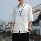 2024夏风男装冰丝唐装汉服短袖五分袖衬衫衬衣C229/Y620/P50，男装衬衫，电商C229