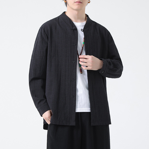 2024春夏风男装棉麻亚麻唐装汉服长袖衬衫衬衣C229-Y1007-P70图片