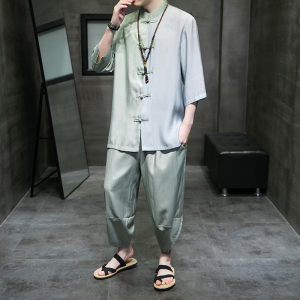 2024春夏新款风男装冰丝唐装汉服套装两件套C229/TZ344/P85图片