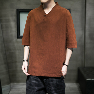 2025春夏风男装棉麻亚麻唐装汉服T恤宽松大码C229/T161/P45图片
