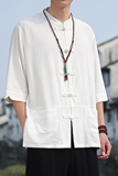 2024夏风男装亚麻唐装汉服短袖五分袖衬衫衬衣C229/Y604/P55，男装衬衫，电商C229