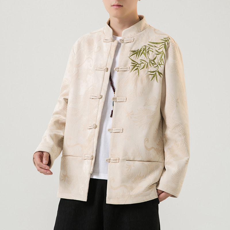 2024秋冬风男装鹿皮绒刺绣唐装汉服夹克外套C229/Y756/P105,男装夹克,电商C229