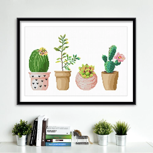 Cross -STITCH 2024 Новая линейная вышивка Простые современные цветочные серии маленькие детали прозрачная натуральная спальня гостиная