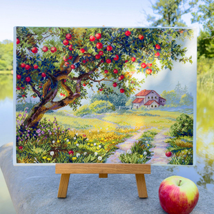 春天十字绣简约现代客厅餐厅小幅风景苹果树满绣2026新款手工挂画