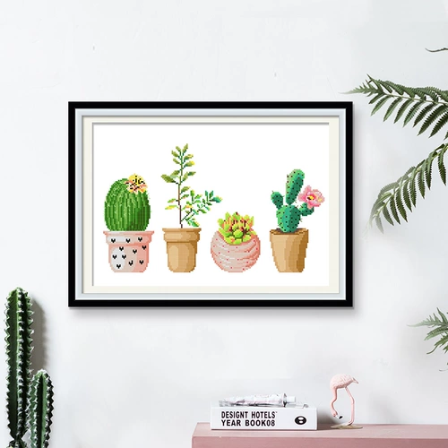 Cross -STITCH 2024 Новая линейная вышивка Простые современные цветочные серии маленькие детали прозрачная натуральная спальня гостиная