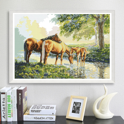 林溪马群十字绣套件田园客厅