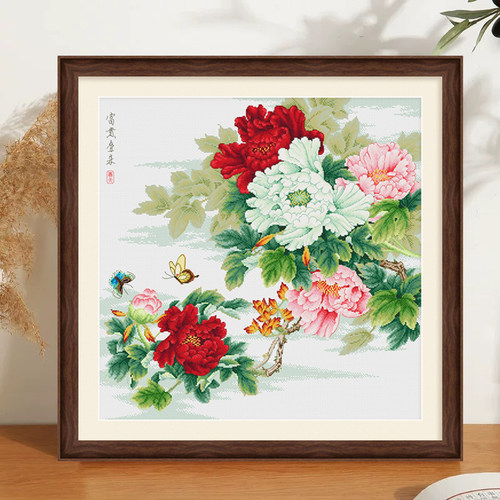 春天十字绣中式现代花开富贵牡丹