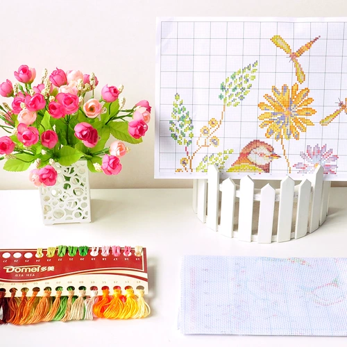 Cross -Stitch Sanlian Painting Flower and Birds Living Room Современная простая крыльца висящая живопись 2024 Новая вышивка Простая вышивка