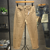 小直筒微弹九分裤 2025年春秋款 简约百搭修身 牛仔裤 卡其色九分男士