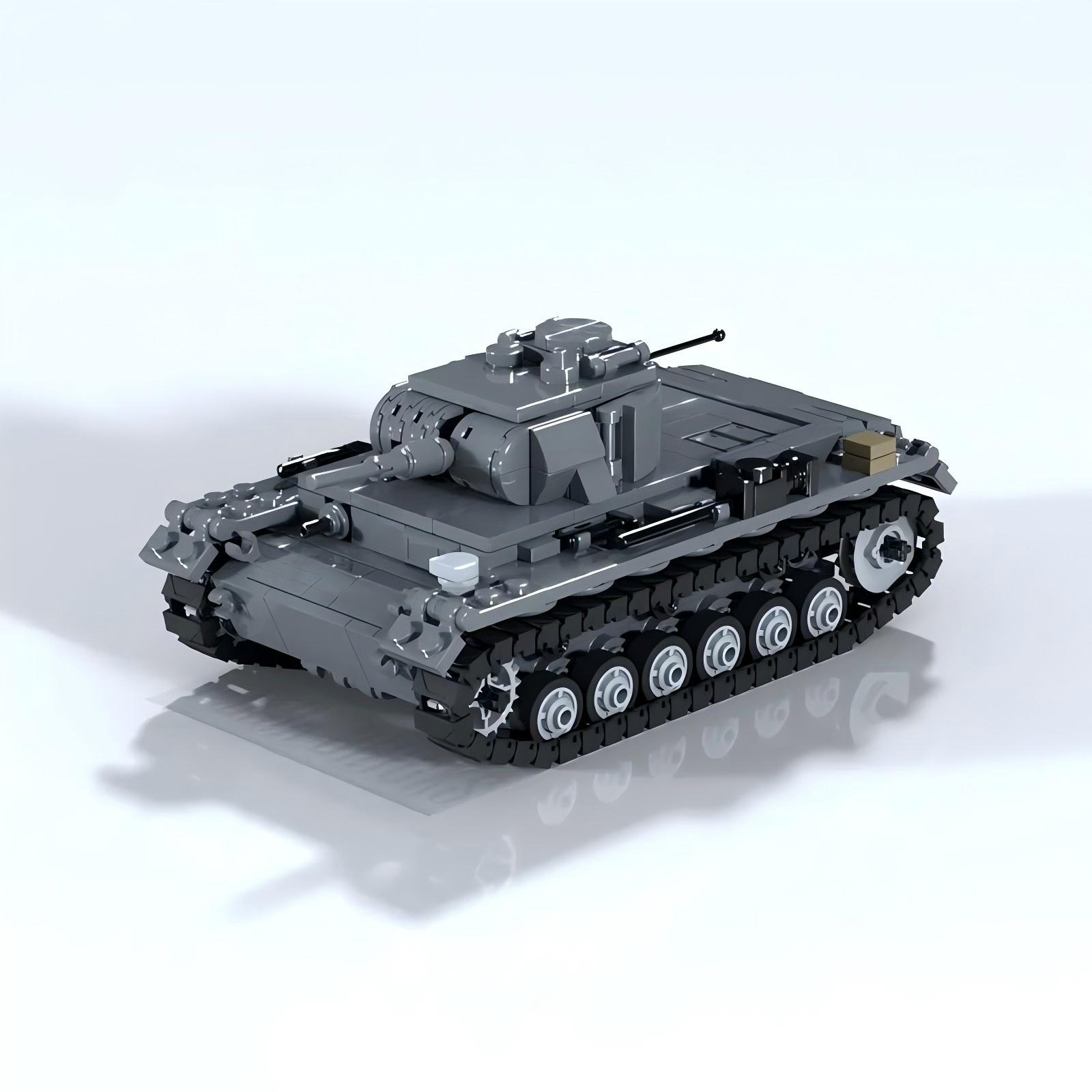 MOC积木军事 德军三号坦克E型 拼装益智小颗粒积木模型玩具套装男
