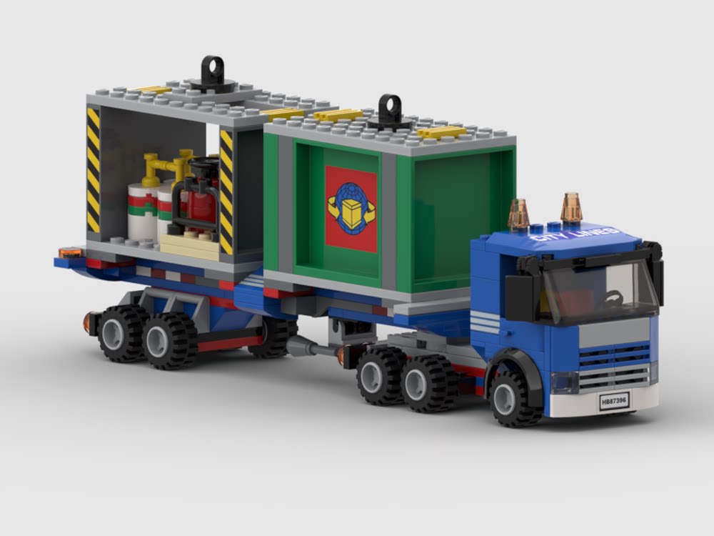 qf moc汽车模型兼容适用乐高积木城市线卡车拖车拼装益智玩具