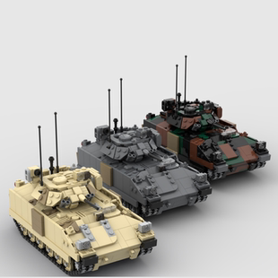 MOC积木 M3A3 布雷德利骑兵战车军事模型系列 小颗粒拼装积木玩具
