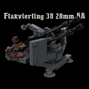 20mm38型四管高射炮 MOC积木二战军事模型小颗粒拼装玩具礼物男