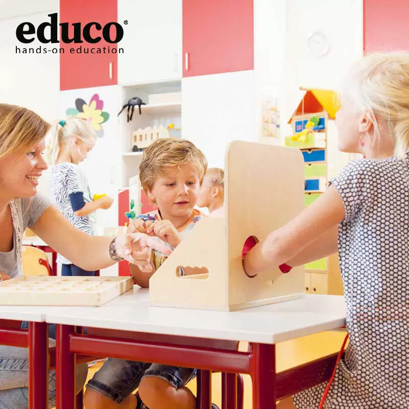 幼儿园早教感统训练儿童触觉感知玩具木制摸箱educo触摸游戏盒