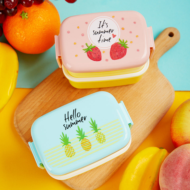 迷你小号双层便当零食盒幼儿加餐水果餐盒宝宝外带点心盒