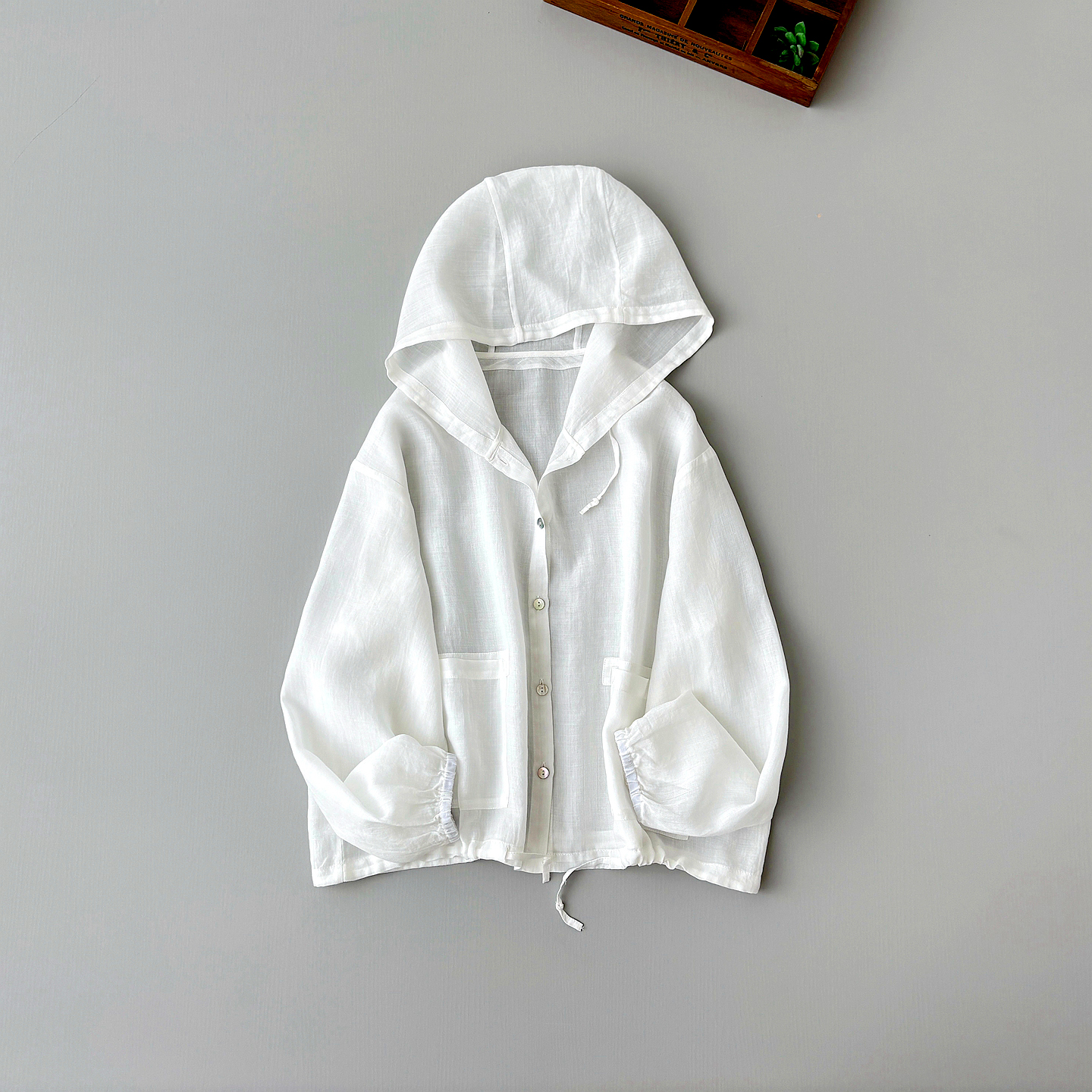 苎麻宽松防晒外套连帽空调衫女装