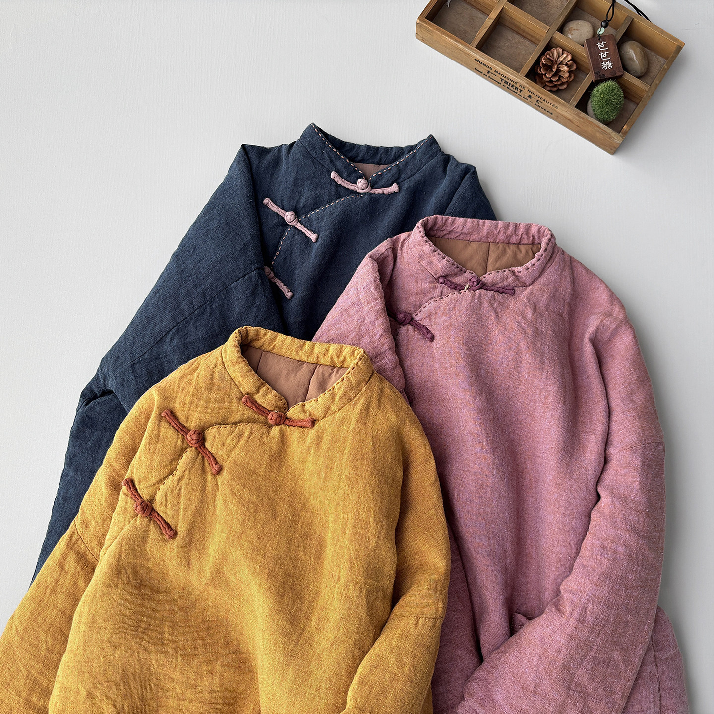 冬季女装新中式棉袄色织亚麻宽松国风保暖棉衣手工缝线大口袋棉服,女装/女士精品,棉衣/棉服,淘宝优惠券,粉丝福利购,淘宝优惠卷