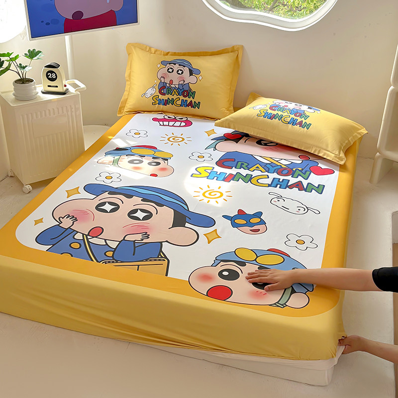 蜡笔小新儿童床笠单件纯棉宿舍卡通防滑全棉加高床垫套床罩1.5m
