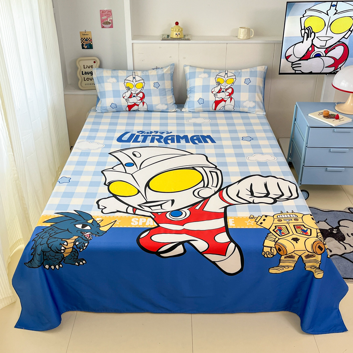 奥特曼儿童纯棉床单卡通单件100全棉学生宿舍被单1.5米可定制床笠
