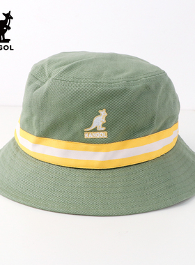 KANGOL袋鼠男女同款帆布平顶条纹防晒盆帽遮阳渔夫帽子K4012SP