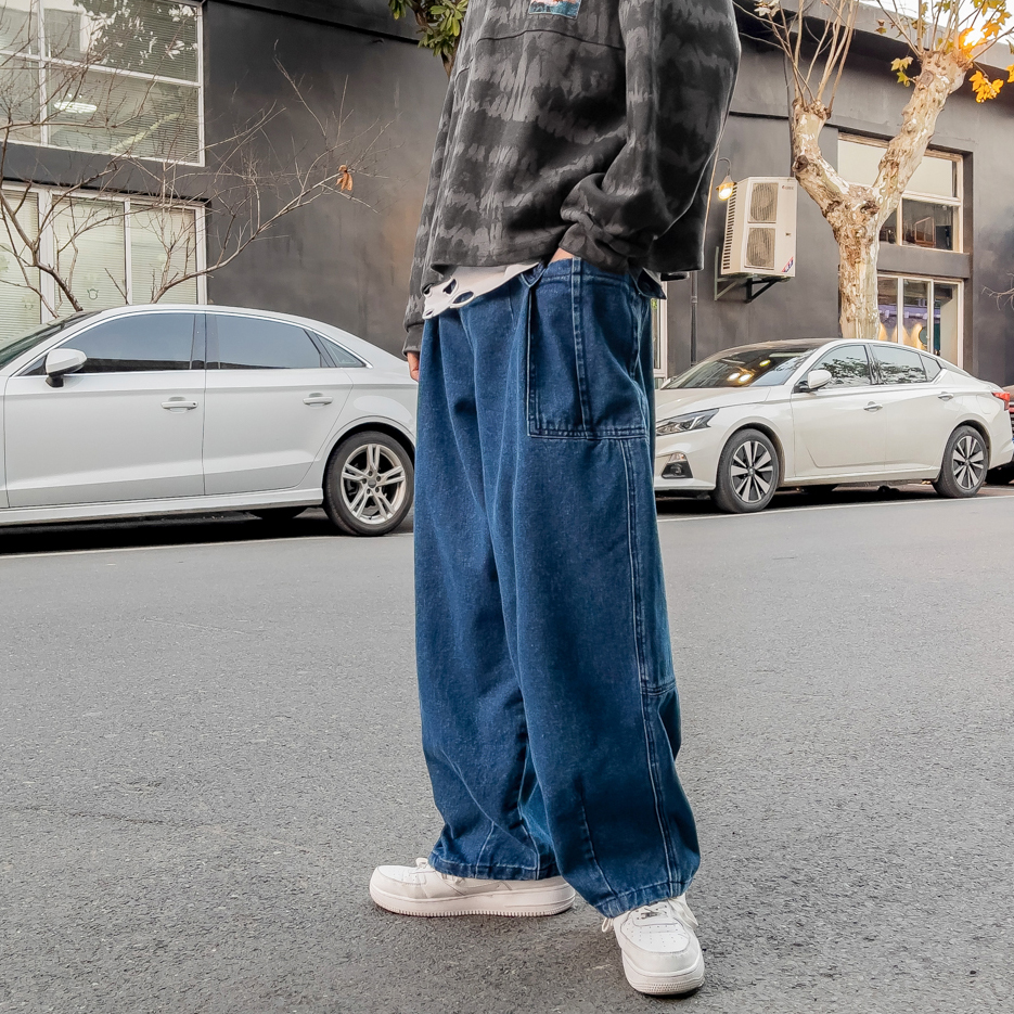 Spring baggy jeans cotton spandex viscose blue